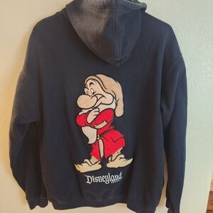 Vintage Disneyland Resort Grumpy Snow White Hoodie Black Zip Sweater Small